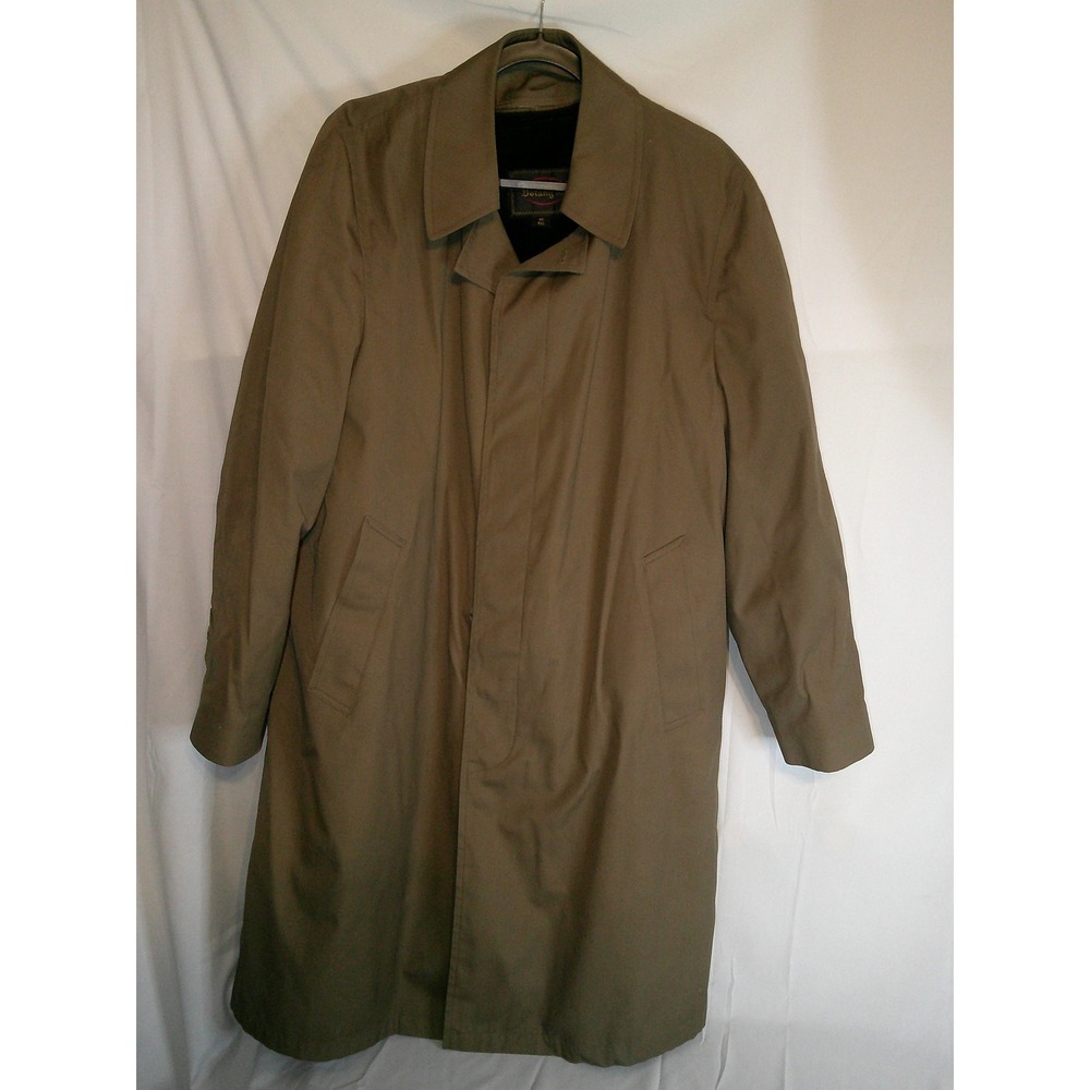 Botany 500 Mens Trench Coat w/Liner Overcoat Size 40 Regular Darker Brown‎